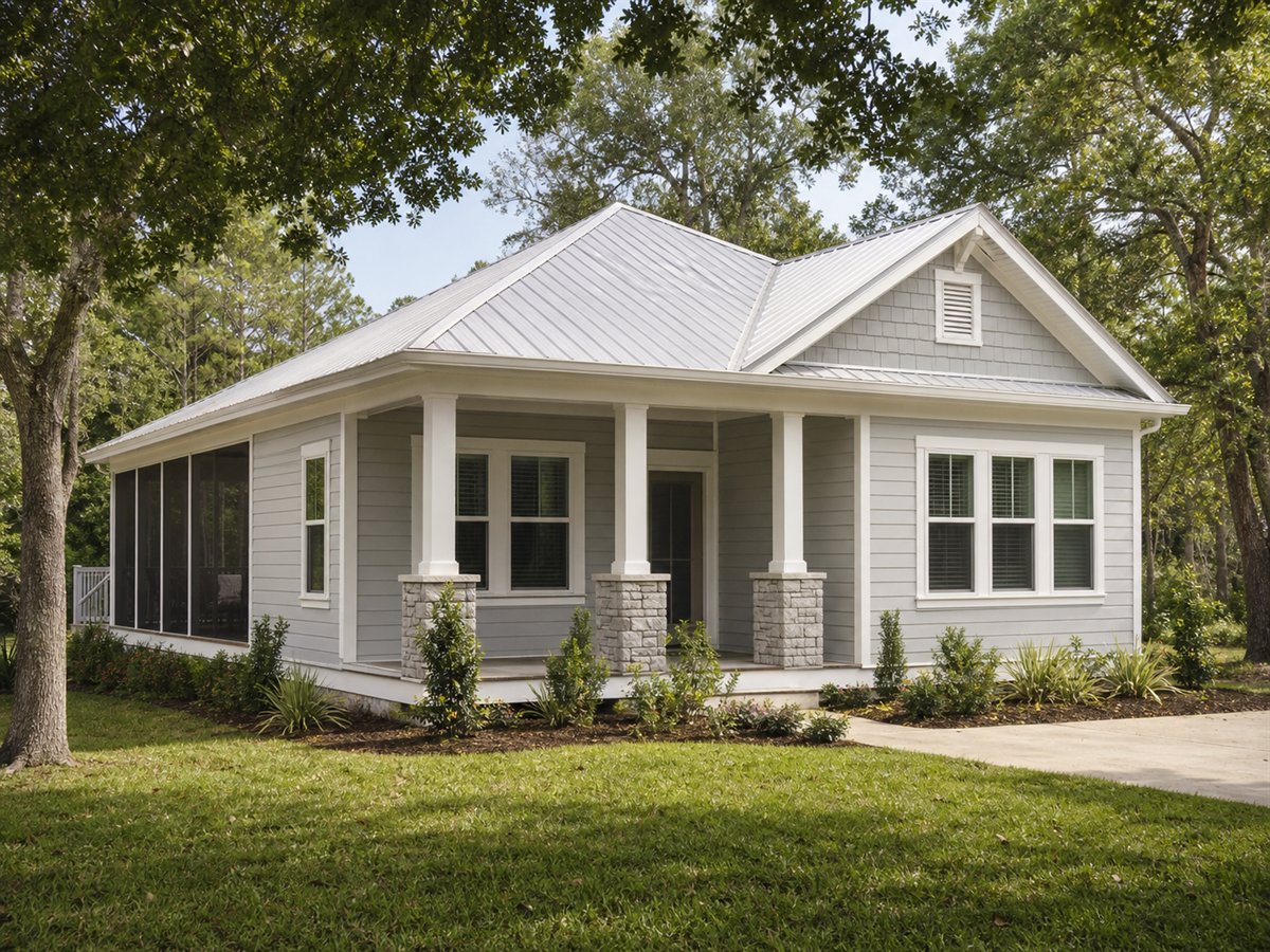 Breeze Porch Cottage 1174, a conceptual 1174-square-foot screened-porch small cottage with a $197,625 construction target