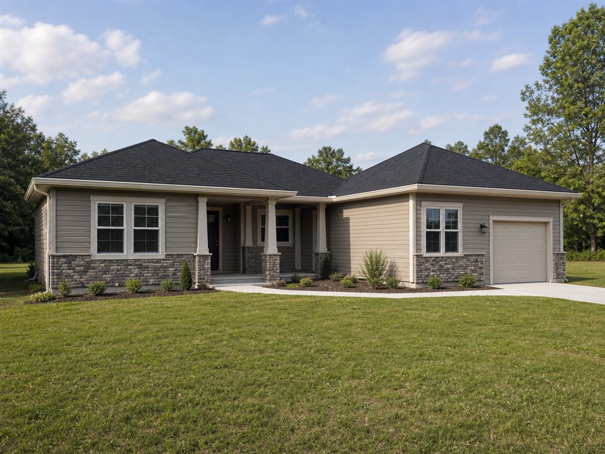 Kindred Small House 1176, a conceptual 1176-square-foot compact multigenerational home with a $198,625 construction target