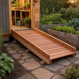 Accessible Potting-Shed Ramp With Edge Guards