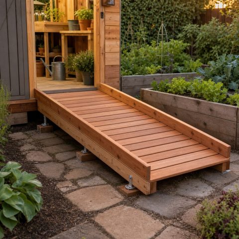 Accessible Potting-Shed Ramp With Edge Guards