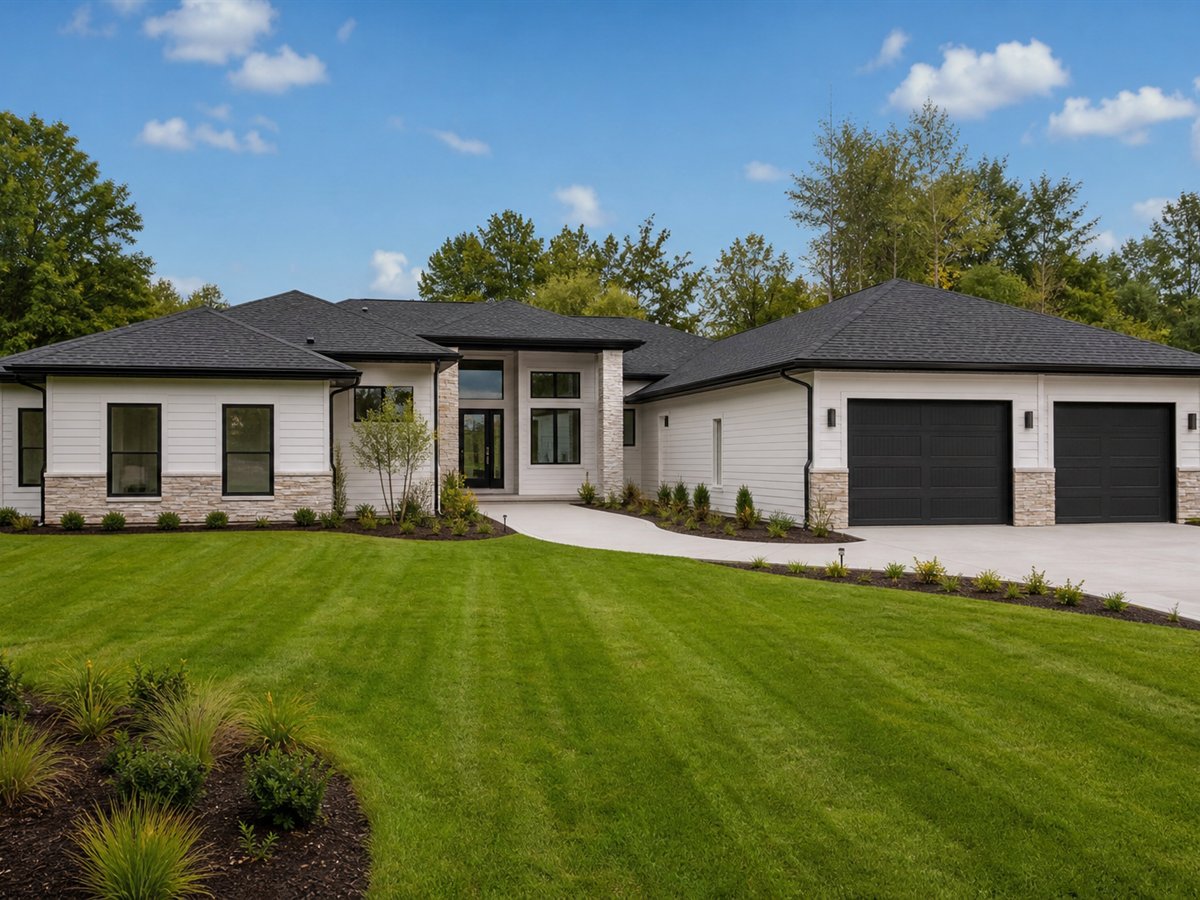 Maple Court Ranch 2305, a conceptual 2305-square-foot courtyard-entry family ranch with a $438,750 construction target