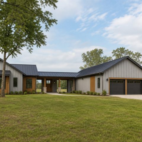 $441,250 Generational Modern Dogtrot-Inspired Family Home: 2,315-Sq.-Ft. Five-Bedroom Plan
