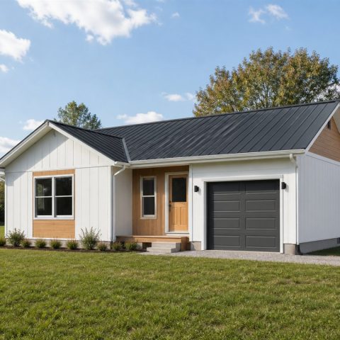 $202,625 Expanded Prefabricated Studio Cottage: 1,211-Sq.-Ft. Three-Bedroom Plan