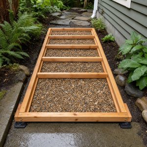 Cedar Gravel-Retaining Walkway Frames