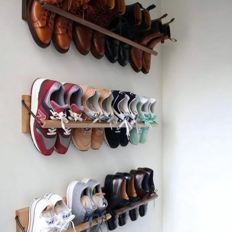Vertical Wall Shoe Storage for a Narrow Entry