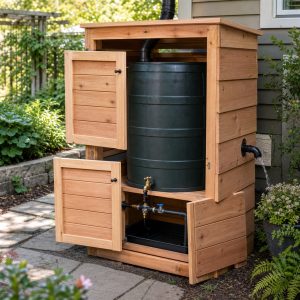 Rain-Barrel Screen Cabinet With Removable Access Panels