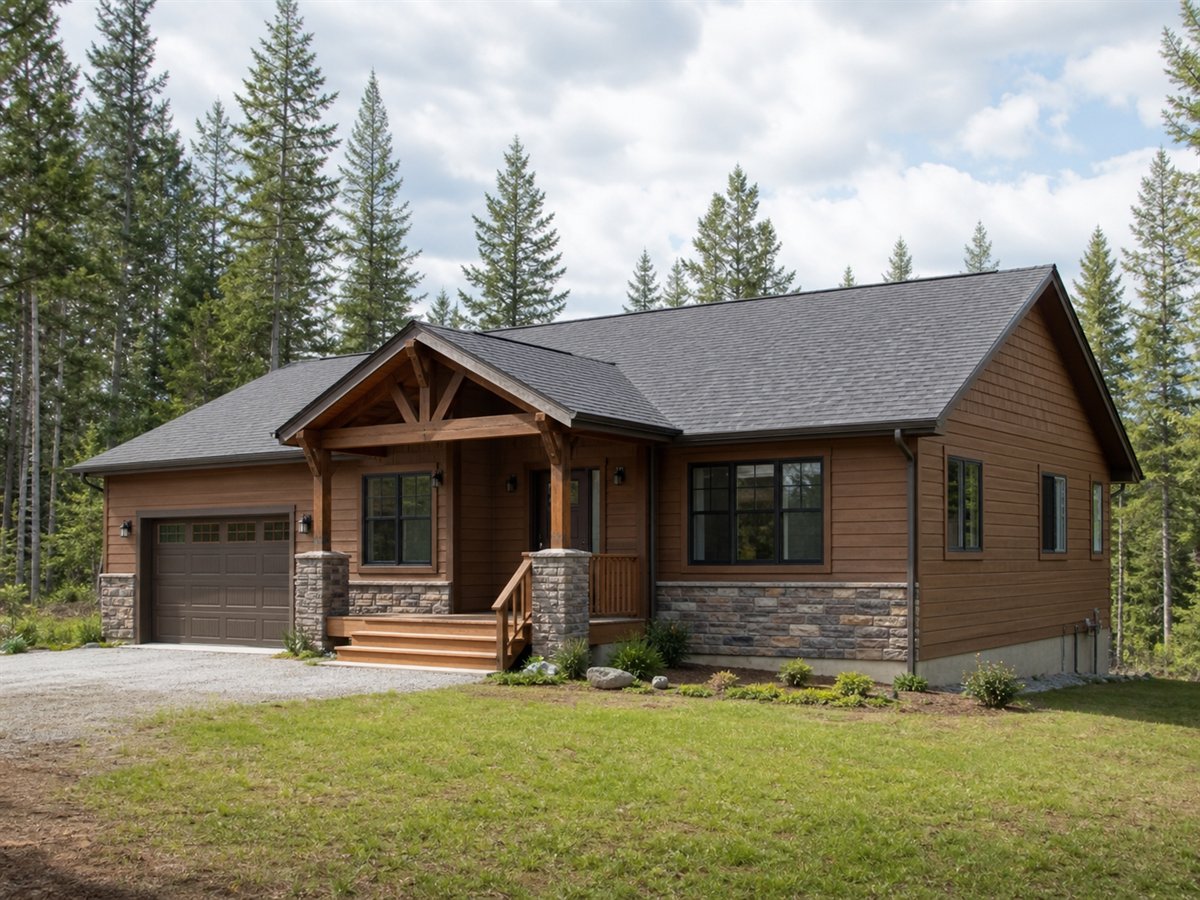Cedar Bungalow 1216, a conceptual 1216-square-foot cabin-inspired bungalow with a $206,625 construction target