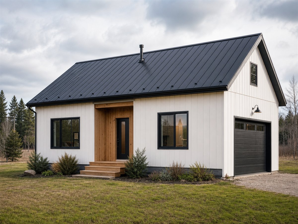 Nordic Nook 1217, a conceptual 1217-square-foot Scandinavian small cabin with a $207,625 construction target