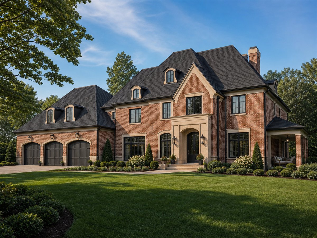Kingsley Brick House 3231, a conceptual 3231-square-foot brick manor revival custom home with a $713,750 construction target