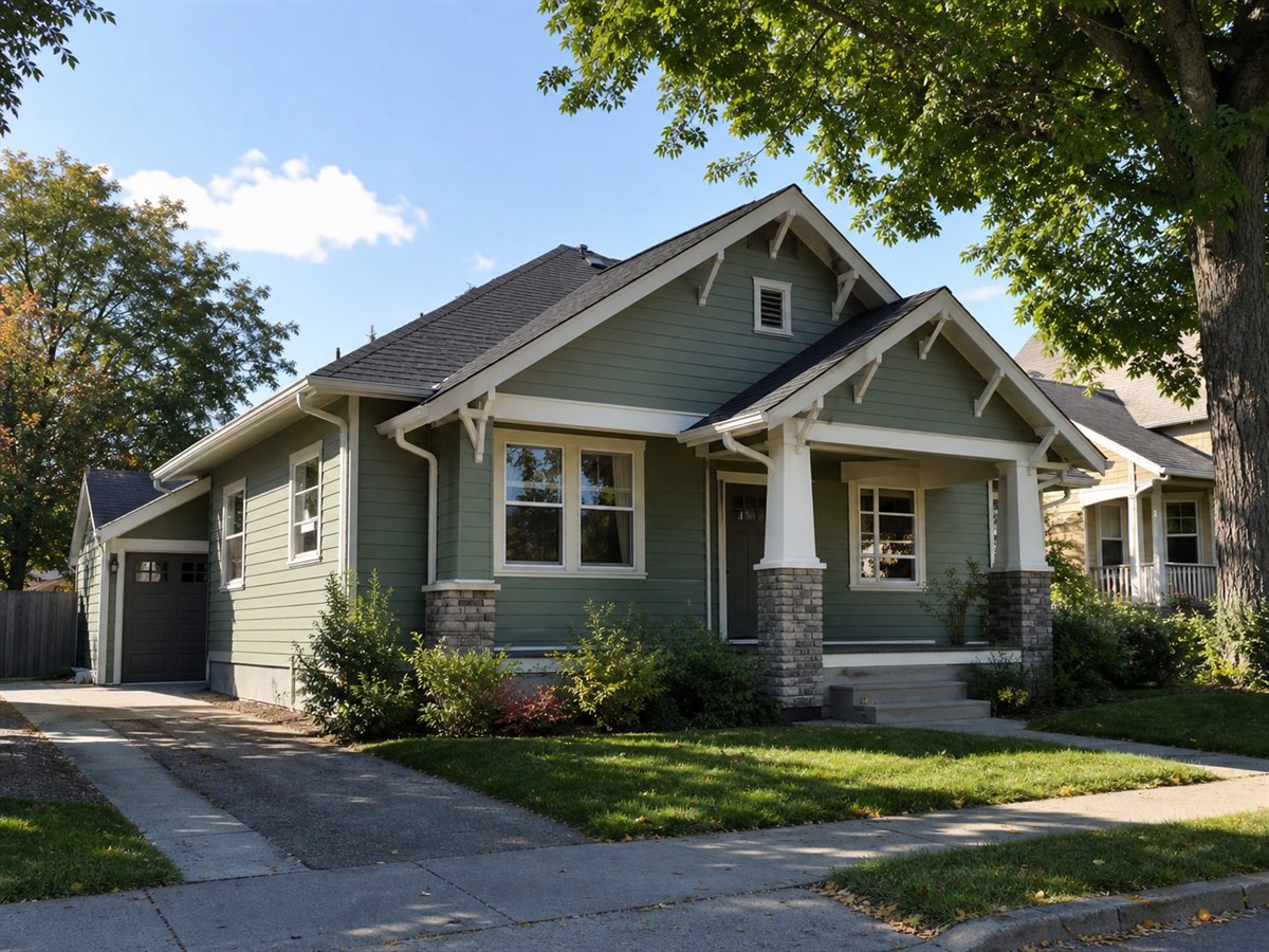 Oakstep Bungalow 1252, a conceptual 1252-square-foot small Craftsman bungalow with a $211,625 construction target