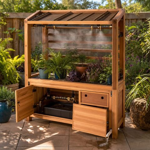 Garden Misting Frame With Replaceable Shade Slats