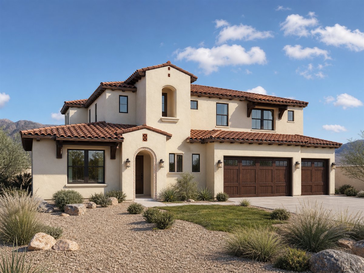 Santa Rosa House 2425, a conceptual 2425-square-foot Spanish-revival family home with a $468,750 construction target