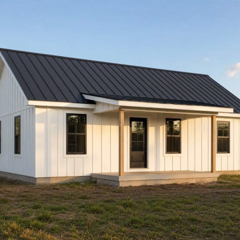 $213,000 Compact Modern Farmhouse: 1,240-Sq.-Ft. Plan