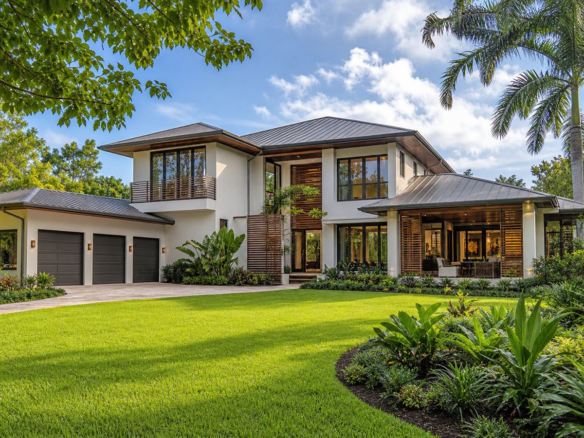 Trade Wind House 3263, a conceptual 3263-square-foot tropical-modern custom home with a $723,750 construction target