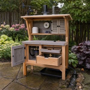 Garden Weather Station With Instrument Shelves