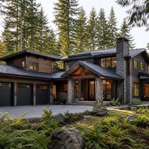 $736,250 Premier Northwest Lodge Custom Home: 3,303-Sq.-Ft. Four-Bedroom Custom Plan