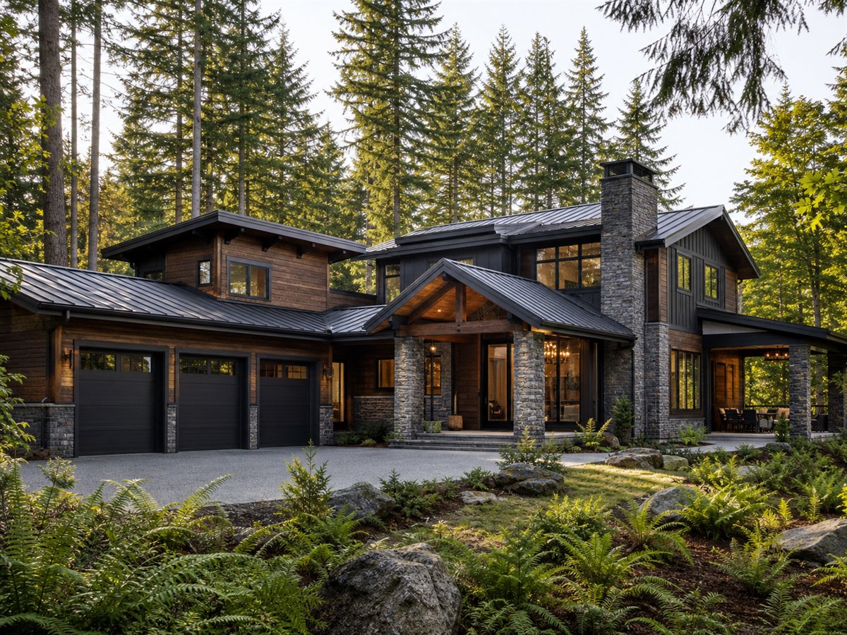 Rainier Lodge House 3303, a conceptual 3303-square-foot Northwest lodge custom home with a $736,250 construction target