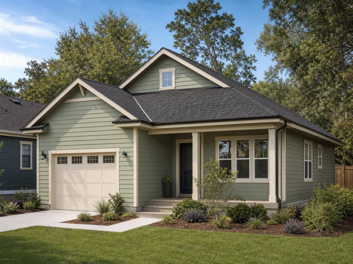 Garden Gate Bungalow 1293, a conceptual 1293-square-foot garden-edge cottage bungalow with a $220,625 construction target