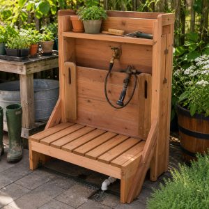 Outdoor Boot-Rinsing Platform With Drainage Slats