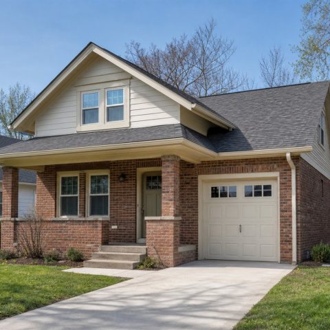 $221,625 Expanded Brick-Accent Starter Bungalow: 1,294-Sq.-Ft. Three-Bedroom Plan