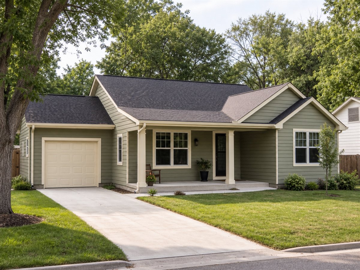 Forever Small Cottage 1297, a conceptual 1297-square-foot aging-in-place cottage with a $223,625 construction target