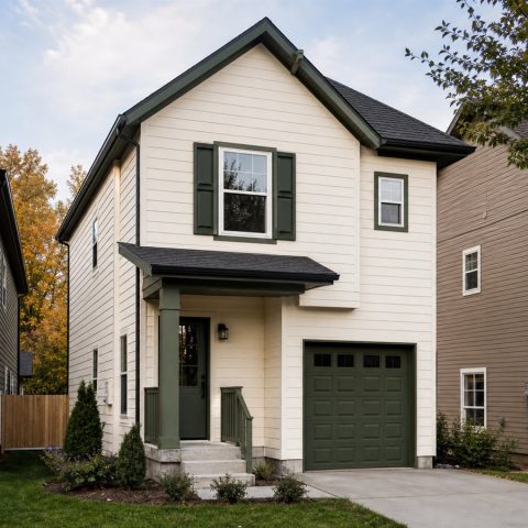 $224,625 Expanded Narrow-Lot Small Cottage: 1,298-Sq.-Ft. Three-Bedroom Plan