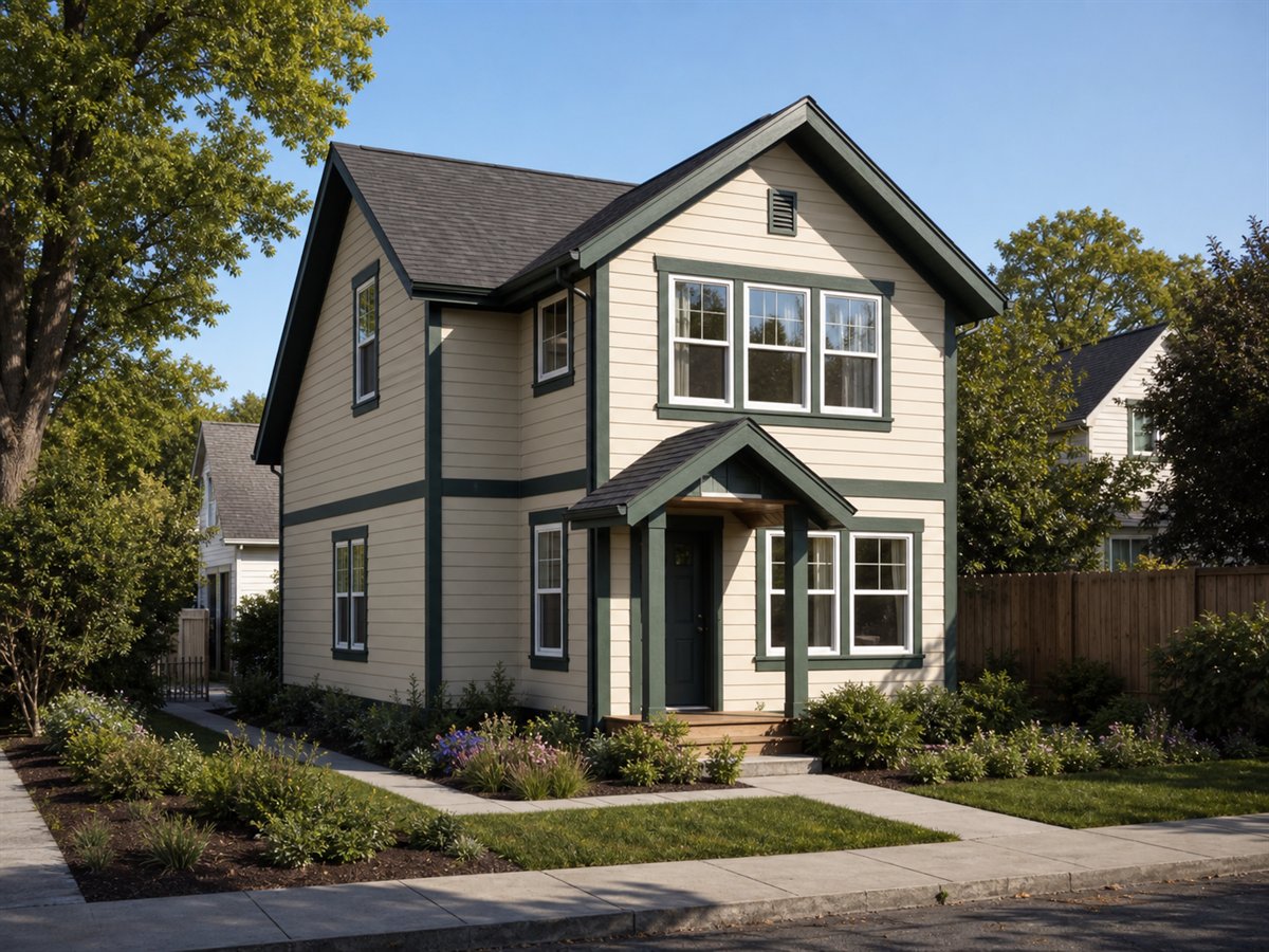 Garden Alley Cottage 1299, a conceptual 1299-square-foot alley-oriented small home with a $225,625 construction target