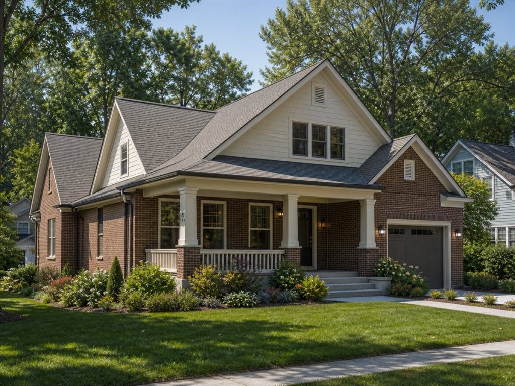 $251,875 Practical Brick-Accent American Bungalow: 1,752-Sq.-Ft. Three-Bedroom Plan