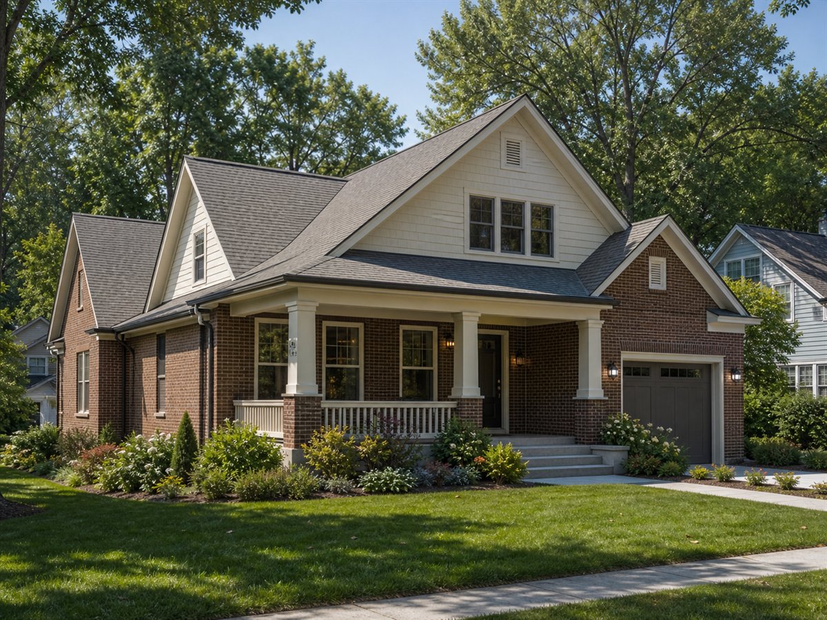 Briar Brick Bungalow 1752, a conceptual 1752-square-foot brick-accent American bungalow with a $251,875 construction target