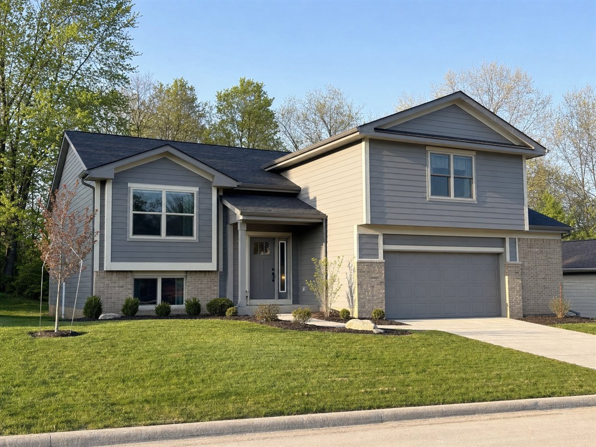 Clearview Split 1753, a conceptual 1753-square-foot contemporary split-level family home with a $253,125 construction target