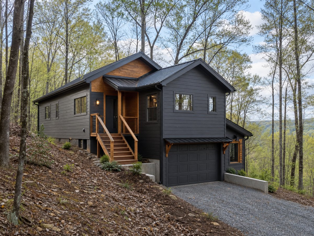 Terrace Cabin 1337, a conceptual 1337-square-foot small hillside cabin with a $231,625 construction target
