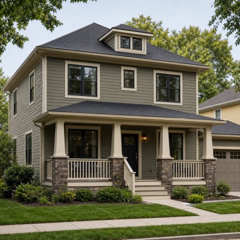 $258,125 Practical Craftsman-Influenced Foursquare Family Home: 1,758-Sq.-Ft. Three-Bedroom Plan