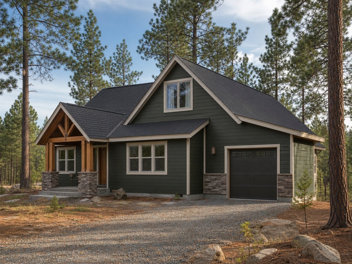 Granite Nook 1338, a conceptual 1338-square-foot small mountain cottage with a $232,625 construction target