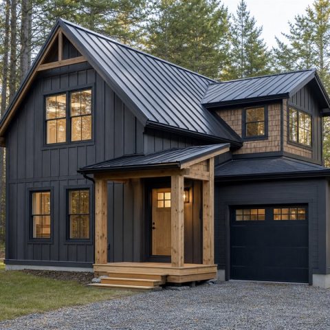 $234,625 Expanded Modern Woodland Cabin: 1,371-Sq.-Ft. Three-Bedroom Plan
