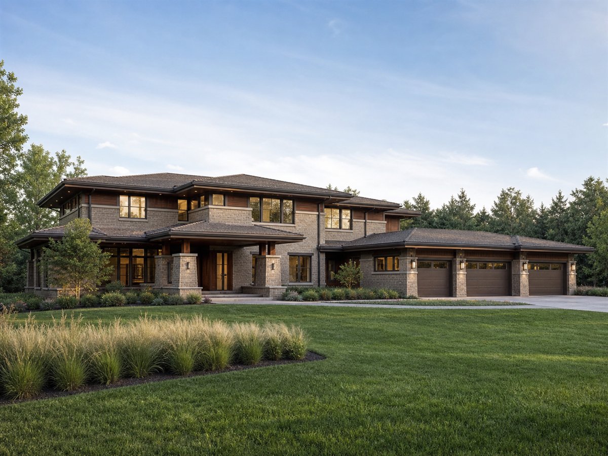 Prairie Vista 3423, a conceptual 3423-square-foot Prairie-inspired custom estate with a $773,750 construction target