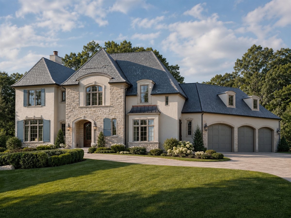 Bellemont House 3431, a conceptual 3431-square-foot French-country custom home with a $776,250 construction target