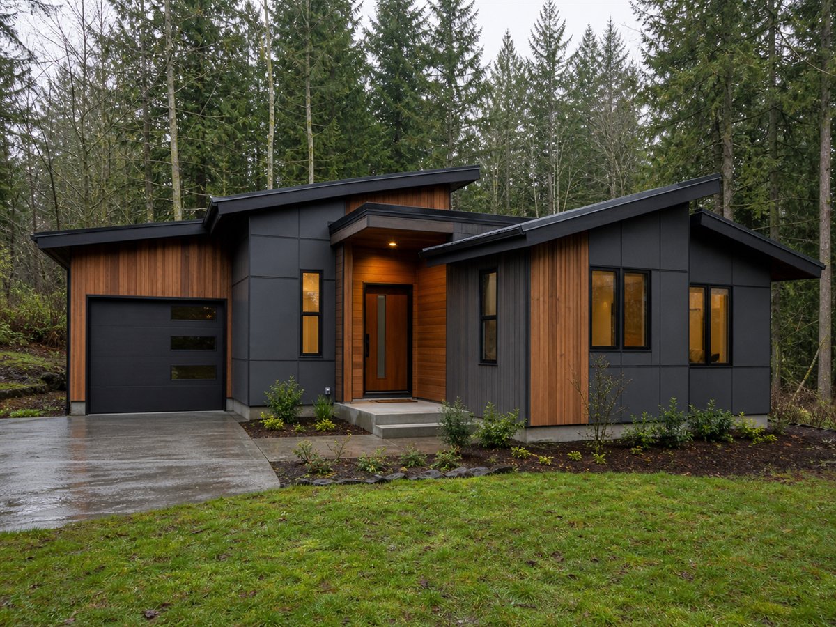 Rainwood Cottage 1373, a conceptual 1373-square-foot Pacific Northwest contemporary cottage with a $236,625 construction target