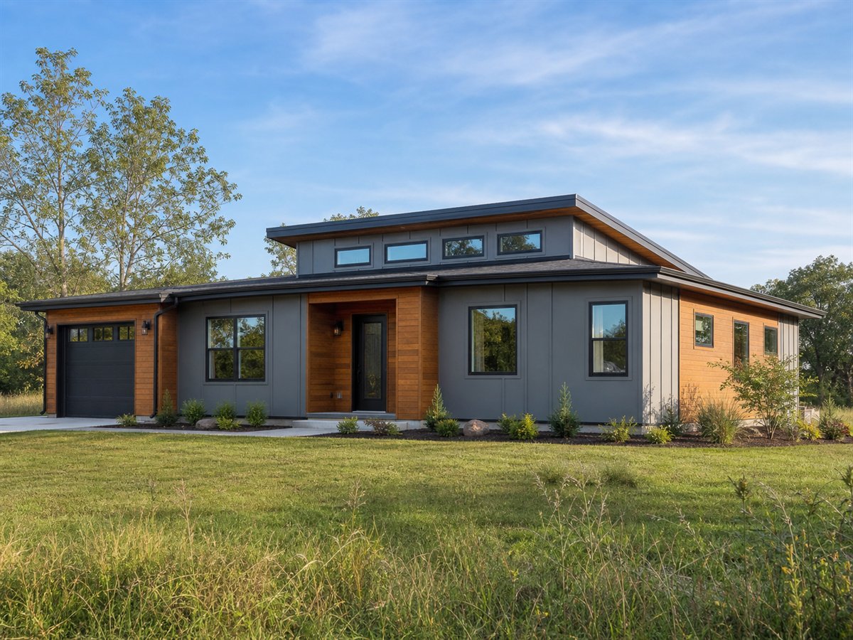 Highlight Cottage 1374, a conceptual 1374-square-foot clerestory small home with a $237,625 construction target