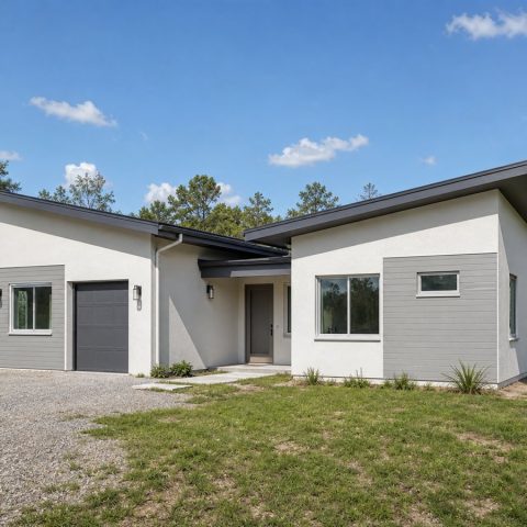 $238,625 Expanded Restrained Butterfly-Roof Cottage: 1,376-Sq.-Ft. Three-Bedroom Plan