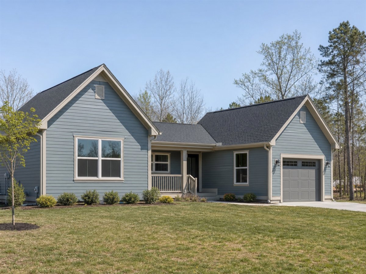 Twin Nook House 1378, a conceptual 1378-square-foot connected twin-gable small home with a $240,625 construction target
