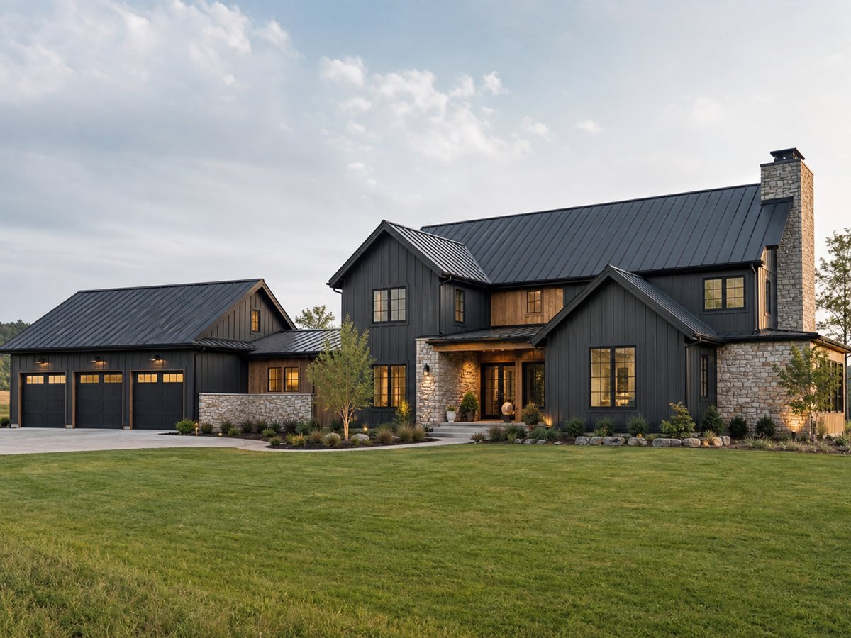 Blackwood Barn House 3471, a conceptual 3471-square-foot modern barn custom home with a $788,750 construction target