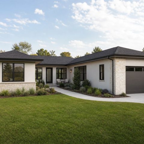 $271,875 Practical Contemporary Courtyard Family Home: 1,852-Sq.-Ft. Three-Bedroom Plan