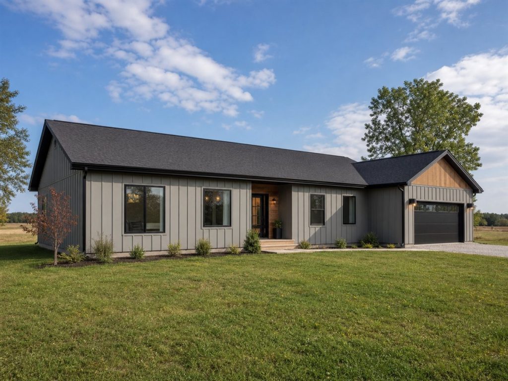 $273,125 Practical Linear Pavilion Family Home: 1,853-Sq.-Ft. Three-Bedroom Plan