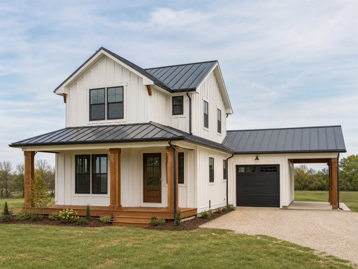 Backlane Small House 1413, a conceptual 1413-square-foot rear-garage small home with a $244,625 construction target