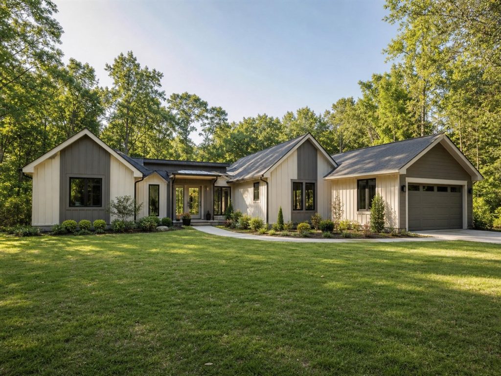 $274,375 Practical Connected-Pavilion Family Home: 1,854-Sq.-Ft. Three-Bedroom Plan