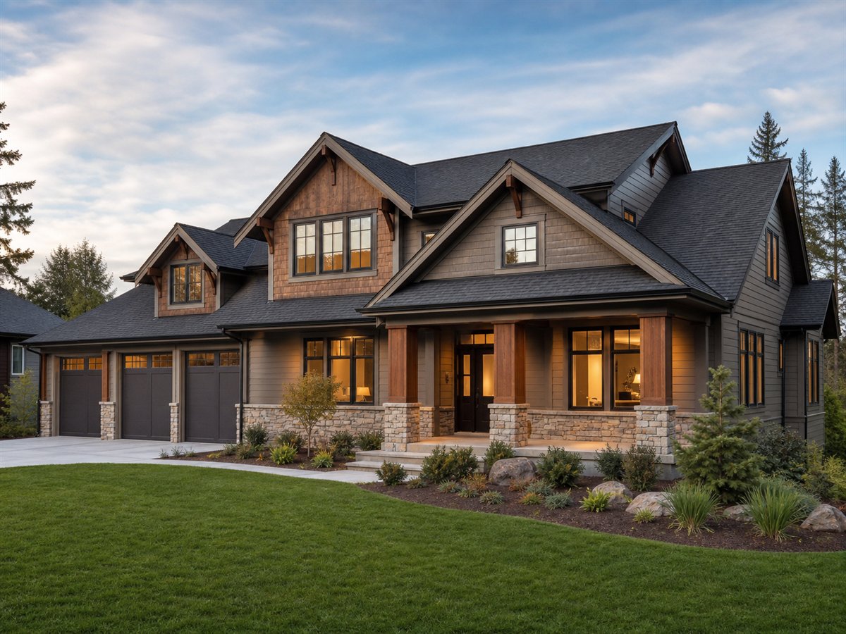 Cedarstone House 3511, a conceptual 3511-square-foot modern Craftsman custom home with a $801,250 construction target
