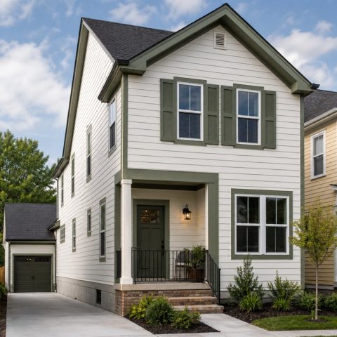 $280,625 Practical Narrow-Lot Two-Story Family Home: 1,901-Sq.-Ft. Three-Bedroom Plan
