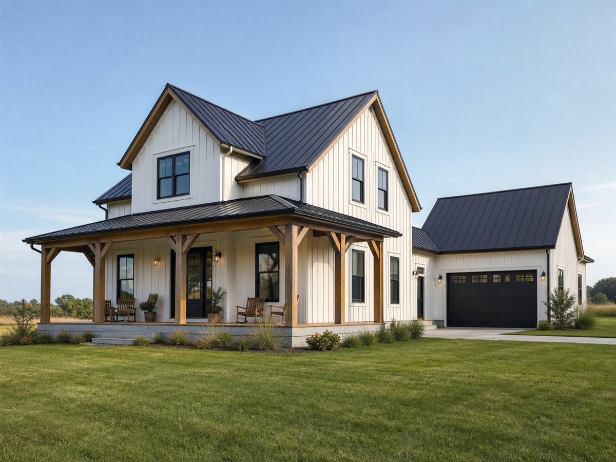Backlane Farmhouse 1904, a conceptual 1904-square-foot rear-garage modern farmhouse with a $284,375 construction target
