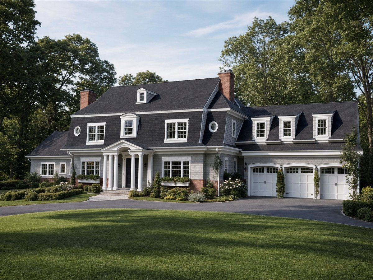 Hudson Gambrel 3567, a conceptual 3567-square-foot Dutch Colonial luxury home with a $818,750 construction target