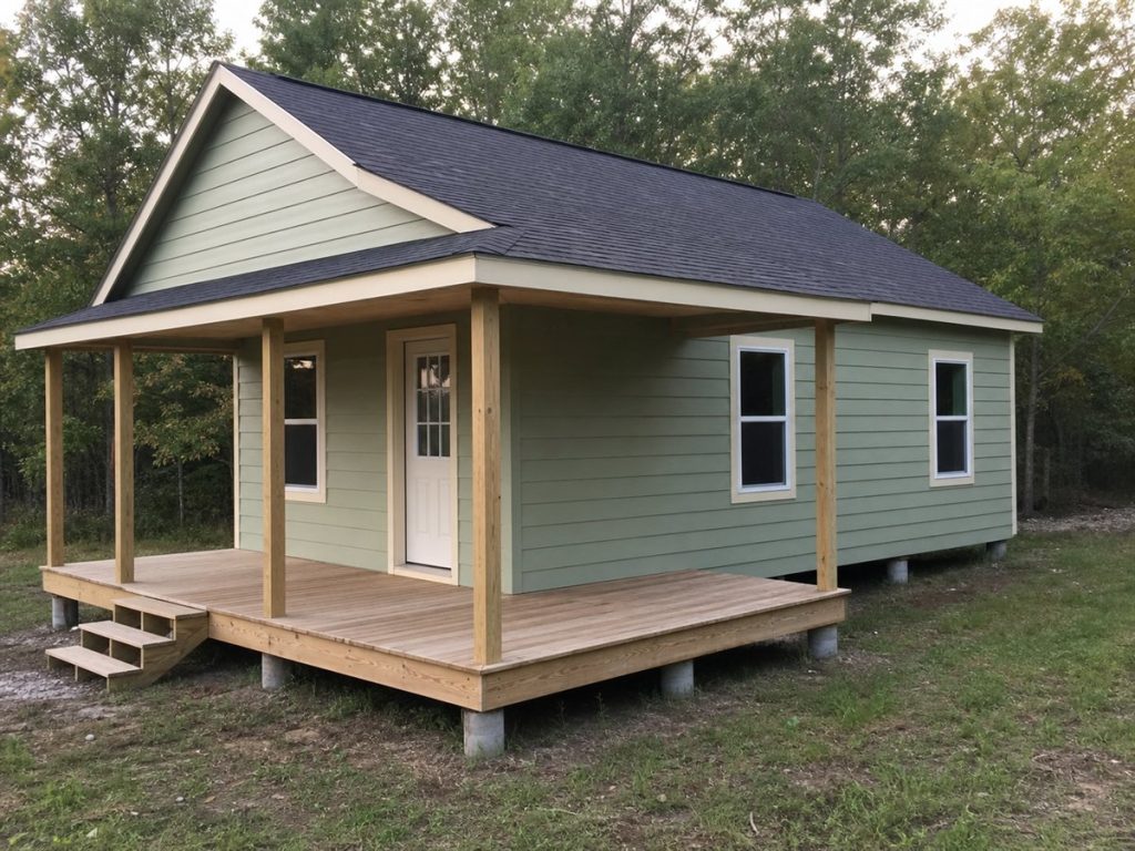 $48,400 Porch Tiny Cottage: 520-Sq.-Ft. One-Bedroom Plan